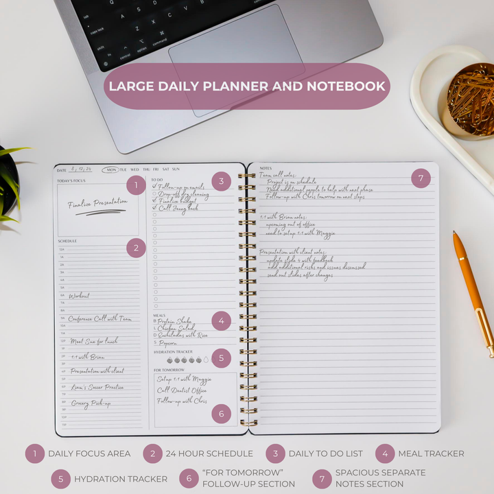 Undated Daily Planner and Weekly Planner | 8.25" x 11.75" | Multiple Colors & Layouts