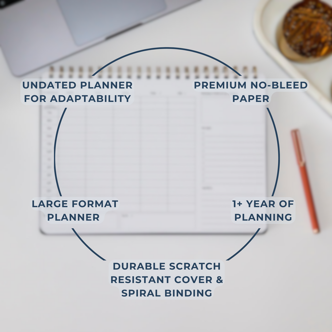 Undated Daily Planner and Weekly Planner | 8.25" x 11.75" | Multiple Colors & Layouts